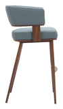 Poise Barstool - Set of 2 Azure Gray & Walnut 110329 Zuo Modern