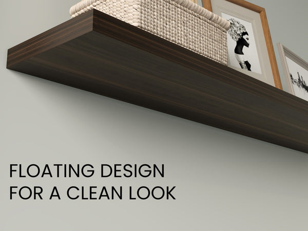 English Elm Shelves 1.5" H, 2 Shelves, Dark Walnut Finish - Modern Space-Saving Storage For Living Room Décor B097P395885-GIGA