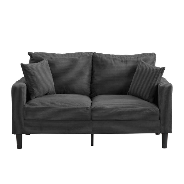 English Elm 57 Inch Compact Upholstered Loveseat with Hardwood Frame for Modern Living Spaces Dark Gray W311P221210