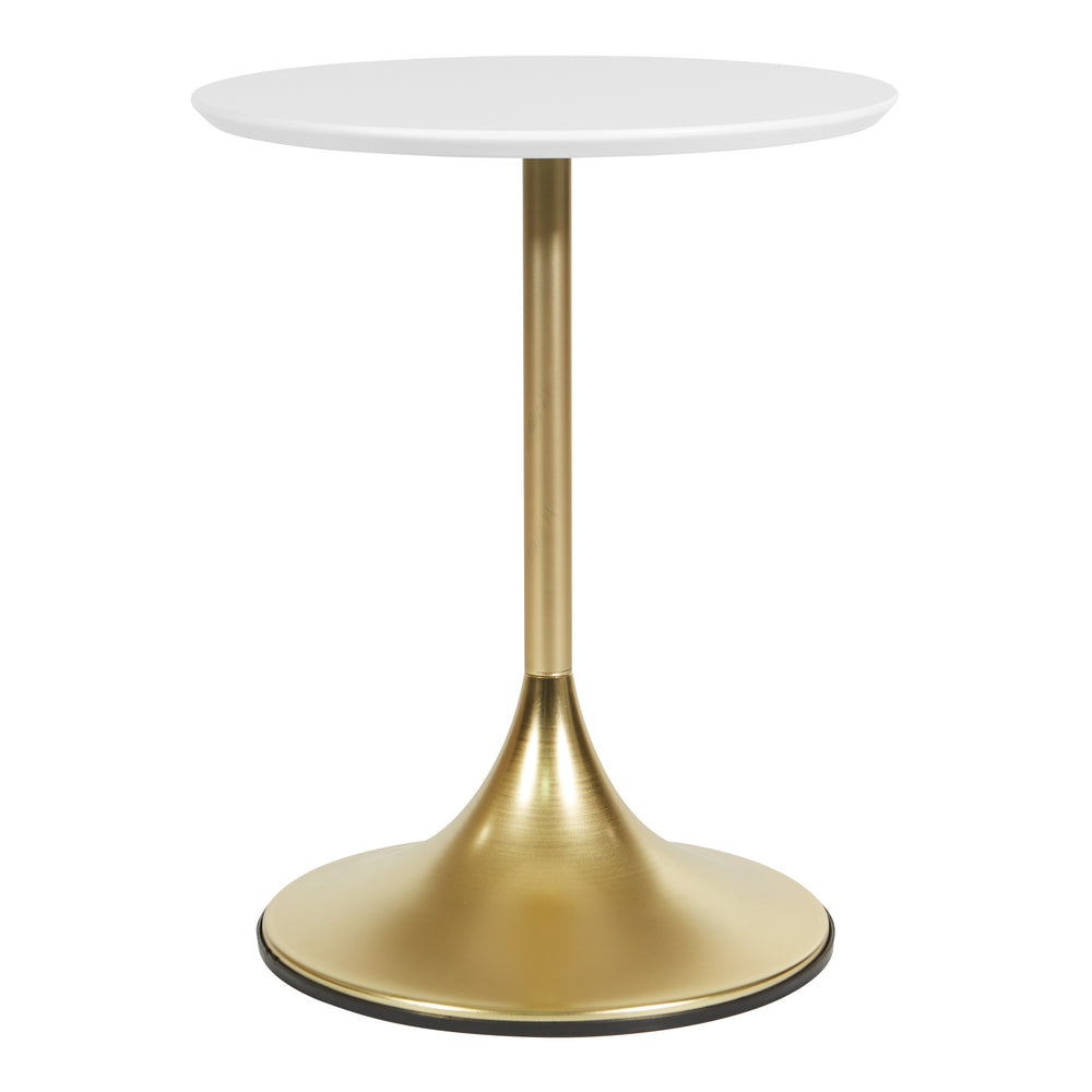 OSP Home Furnishings Flower Side Table White/Brass
