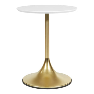 OSP Home Furnishings Flower Side Table White/Brass