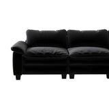 English Elm Living Room Furniture Luxury Sectional Sofa Couch With Ottoman Soft Velvet Upholstered Sofa Black