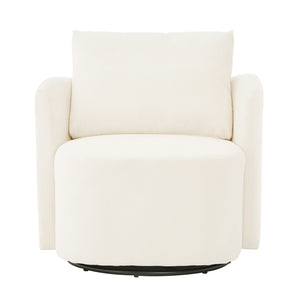 English Elm 360° Swivel Chair - Elegant Chenille Barrel Armchair With Curved Design For Living Room & Office Comfort N719P272681A