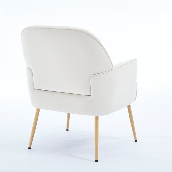 English Elm Velvet Barrel Accent Chair Tufted Shell Back with Metal Legs for Living Room Beige W5722P462508