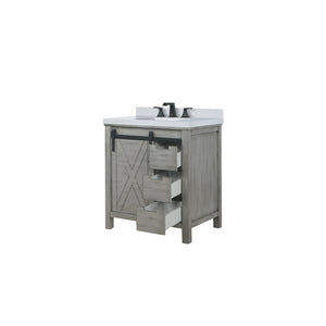 English Elm Ash Grey Bath Vanity 30" W X 22" D With Cultured Marble Top & Matte Black Faucet For Modern Elegance B2731P260110