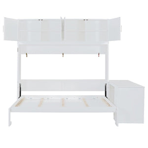 English Elm Queen Murphy Bed With Desk & Storage Shelves - Versatile, Space-Saving Solution For Modern Homes N820S10034K-GIGA