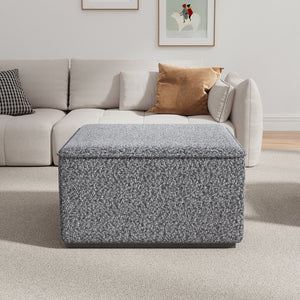 English Elm Square Woven Loop Yarn Ottoman Textural Upholstered Footrest for Modern Living Rooms N769P350123B