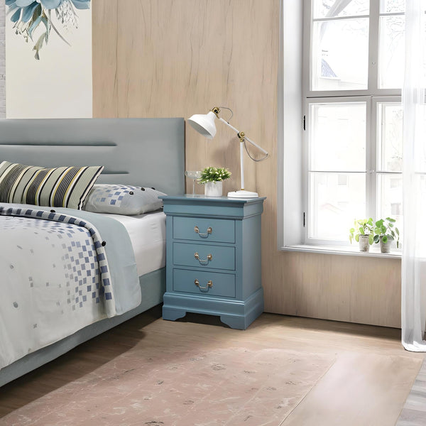 English Elm Traditional Classic Nightstand with Three Drawers, Fully Assembled 29"H x 21"W x 16"D for Easy Storage Teal 33 L x 24 W x 19 H B078108227