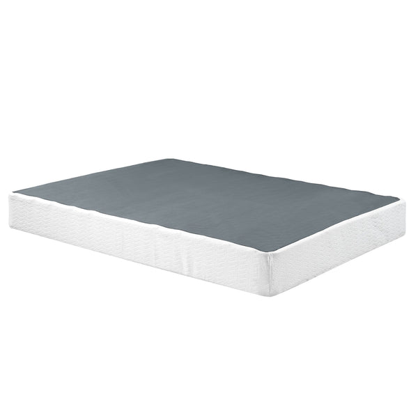 English Elm Queen Metal Mattress Foundation with 600lb Capacity, Black Frame & Textured White Cover, 59x79x8.5" B011P197730