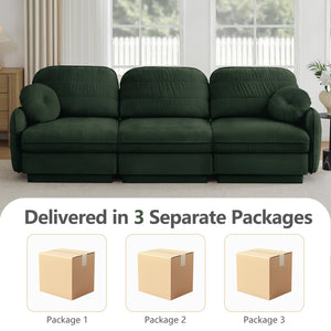English Elm 105"chenille Cloud Sofa Quilted Plush Three Seater with Deep Cushions for Living Room Green W714S01768