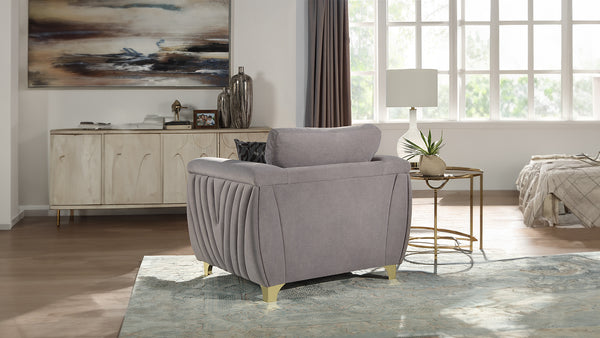 English Elm Leena Modern Upholstered Accent Chair with Gold Accents, Plush Seat & Durable Wood Frame, Gray B009P264616