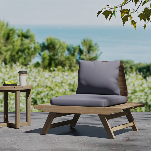 English Elm Christopher Knight Home® - SEDONA Acacia Wood Slatted Club Chair with Wide Seats, Water-Resistant Cushions for Patio Comfort DARK GREY 40.25 L x 32 W x 10.75 H 63744.00DGRY