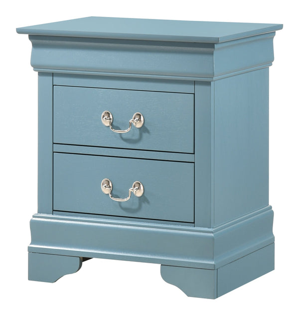 English Elm Compact Teal Nightstand with Two Drawers, 24"H x 21"W x 16"D, No Assembly, Bright Teal Accent Piece B078107857