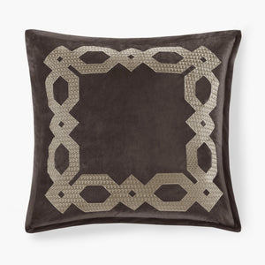 English Elm European Velvet Embroidered Geometric Pillow Sham with Metallic Stitching and Hidden Zipper Closure Brown 9.84 L x 1.72 W x 8.66 H B035128729