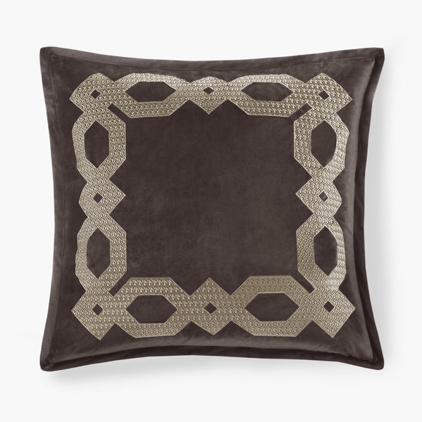 English Elm European Velvet Embroidered Geometric Pillow Sham with Metallic Stitching and Hidden Zipper Closure Brown 9.84 L x 1.72 W x 8.66 H B035128729