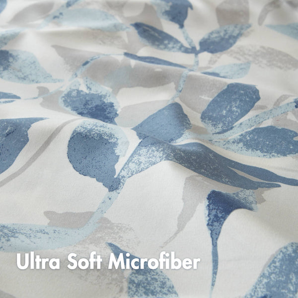 JLA Home Madison Park Essentials - Botanical 72x72 Blue Botanical Shower Curtain - Spa-Inspired White Background, Machine Washable Elegance MPE70-872