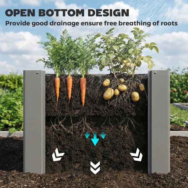 English Elm Balcony Raised Garden Planter Galvanized Steel Elevated Herb Bed for Patio Outdoor Use Gray T3971P481344