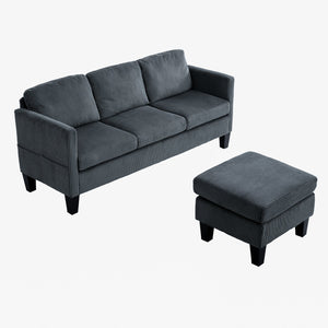 English Elm L-Shaped Corduroy Sofa with Cushioned Cashmere Comfort, Modern Luxury Design for Small Spaces Gray W2121P319096