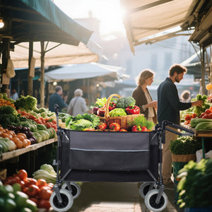 English Elm Multi-functional All-terrain Folding Wagon with Balloon Tires and 300l Outdoor Capacity W2932P317114