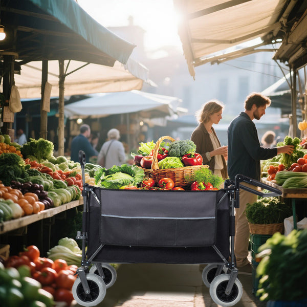 English Elm Multi-functional All-terrain Folding Wagon with Balloon Tires and 300l Outdoor Capacity W2932P317114