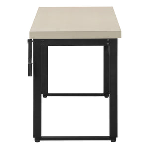 English Elm Computer Desk - Adjustable Height Standing Workstation, Modern Beige Laminate & Black Metal Frame B2710P219894