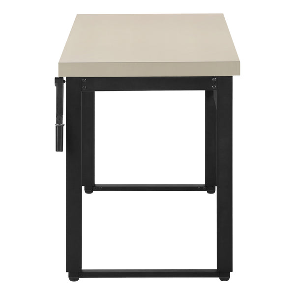 English Elm Computer Desk - Adjustable Height Standing Workstation, Modern Beige Laminate & Black Metal Frame B2710P219894