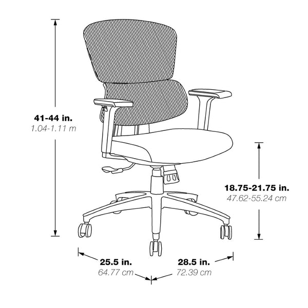 OSP Home Furnishings Mesh Back Ergonomic Manager Chair with Lumbar Support Padded Seat and Adjustable Arms EM98958-3