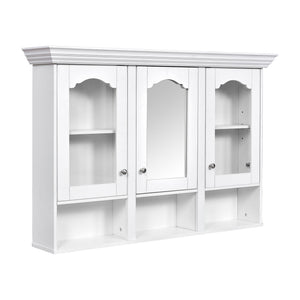 English Elm 47" Wall Mounted Bathroom Cabinet with Mirror — Space-Saving 3 Adjustable Shelves, Pine Accents, Water-Resistant Finish N710P264268K