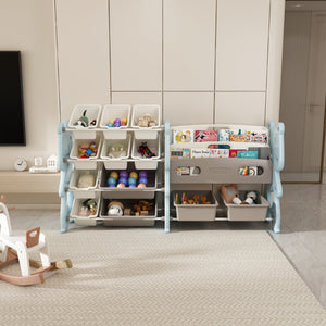 English Elm Kids Toy Storage Organizer with 12 Bins, Space-Saving Non-Toxic Cabinet for Neat Playroom Storage Blue W509P288472