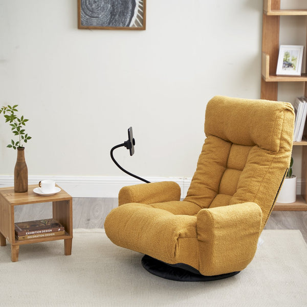 English Elm Adjustable ergonomic gaming lounge chair with 360° swivel, spring seat comfort and phone holder Yellow W244P172638
