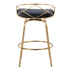 English Elm 26"/art Deco Tufted Velvet Swivel Counterstools with Gold Base for Kitchen Bar Set of 2 B202S02148