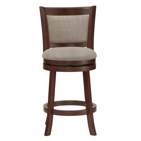 Homelegance By Top-Line Sydney Upholstered Back Swivel 24" Counter Height Stool Grey Rubberwood