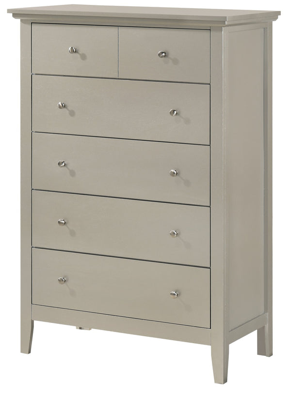 English Elm Glory Hammond G5403-CH Silver Champagne Chest — 5-Drawer Dovetail Storage with Nickel Hardware, 48"H B078108302