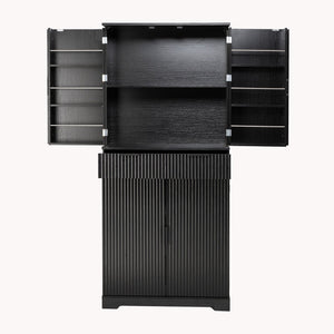 English Elm 72" Fluted Kitchen Pantry Cabinet with Anti-Tilt Stabilizers, Triple-Fold Hinges, Spice Door Racks and Deep Storage Black W2917P294985