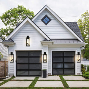 English Elm 26"(H) Modern Outdoor Wall Lantern Black Metal Frame Clear Glass 4 E12 Sockets Weatherproof Porch Light W2312P374780