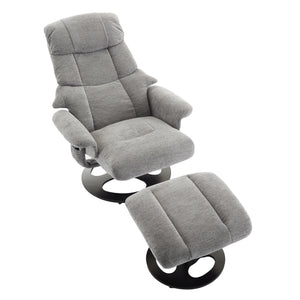 English Elm 010-Ergonomic Recliner Chair with Ottoman — 360° Swivel Lounge, Chenille Comfort, Heated Seat, Massage, Adjustable Backrest Grey W2636P262448