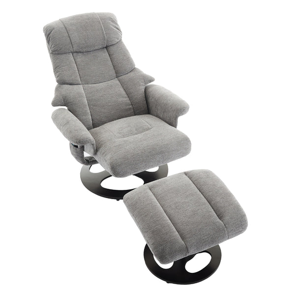 English Elm 010-Ergonomic Recliner Chair with Ottoman — 360° Swivel Lounge, Chenille Comfort, Heated Seat, Massage, Adjustable Backrest Grey W2636P262448