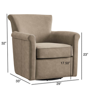 English Elm Westly Faux Leather Swivel Accent Chair with Rolled Arms, 360° Metal Swivel, Coil Spring Comfort taupe B050P390596