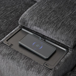 English Elm M075 Faux Leather Power Reclining Sectional with Wireless Charging for Media Rooms W1805S00044