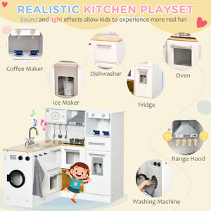English Elm Qaba Wooden Corner Play Kitchen Set with Sound Effects Nine Appliances Ages 3 to 6 W2225P229196