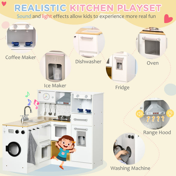 English Elm Qaba Wooden Corner Play Kitchen Set with Sound Effects Nine Appliances Ages 3 to 6 W2225P229196