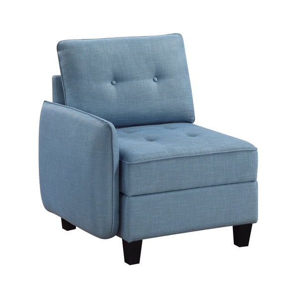 English Elm Living Modular Armless Chair with Hidden Storage, Tufted Fabric Comfort, Solid Wood Frame, Easy Assembly Blue 26.5 L x 35 W x 15 H B011P309912
