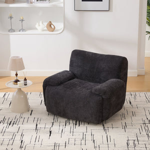 English Elm 42" Oversized Chenille Accent Chair Deep Foam Seat Lounge Armchair for Living Room Black W3118P453261