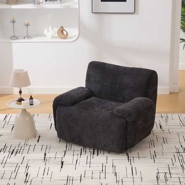 English Elm 42" Oversized Chenille Accent Chair Deep Foam Seat Lounge Armchair for Living Room Black W3118P453261