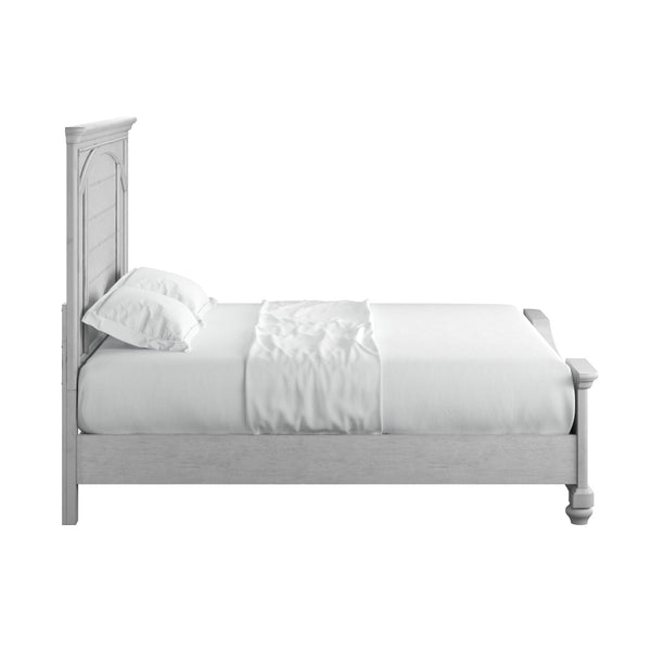 English Elm Wallace & Bay - Gray King Panel Bed with Coastal Oyster Shell Finish, Durable Wood Construction, Easy-Care Design B361S00003
