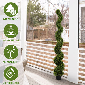 English Elm 6ft Spiral Topiary Faux Boxwood Potted Trees Uv Resistant Outdoor Porch Patio Set of 2 W2945P279013