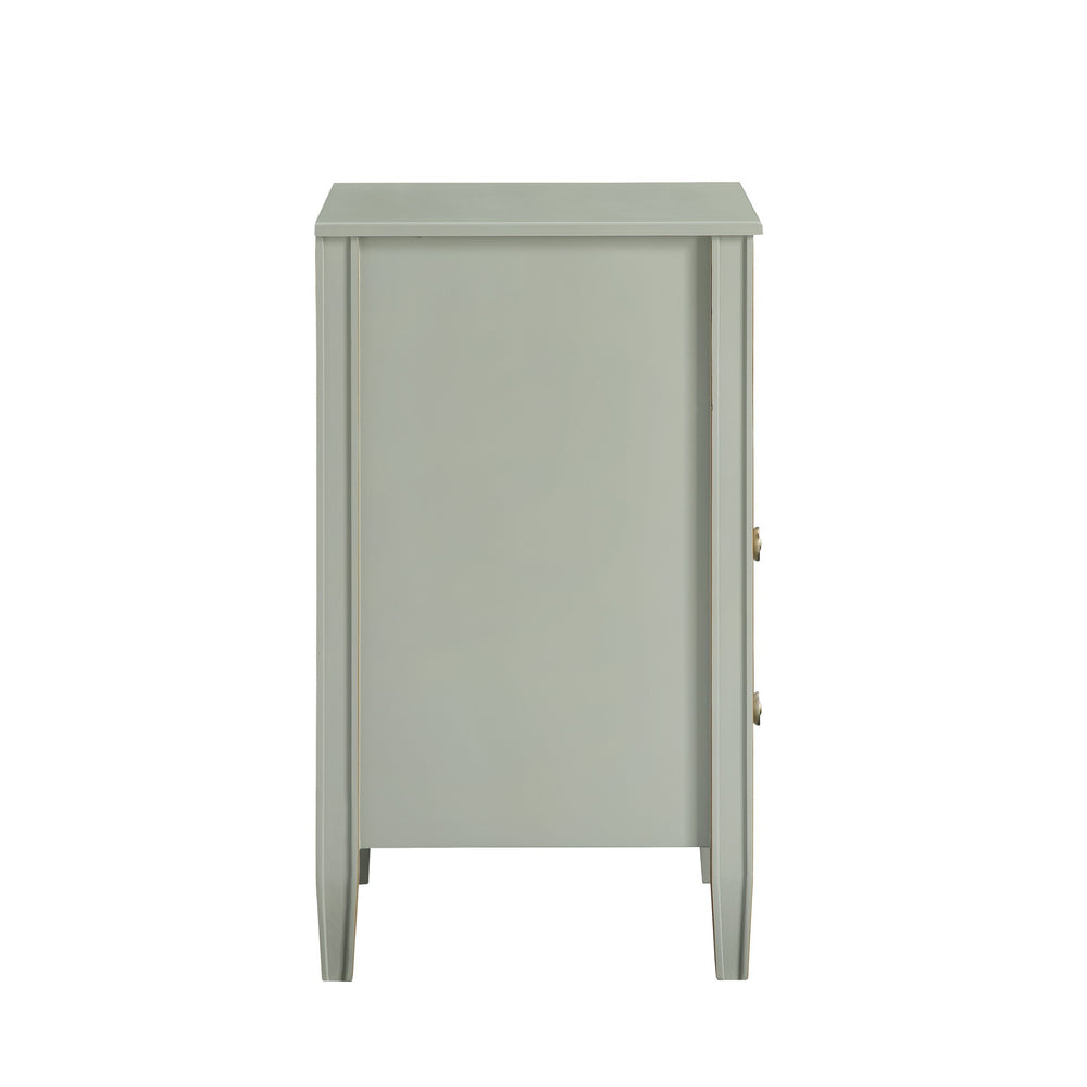 English Elm Winston 2-Drawer Storage Nightstand with Brushed Gold Knobs, Open Shelf, Fluted Legs, No Assembly Antique Grey B050P376956