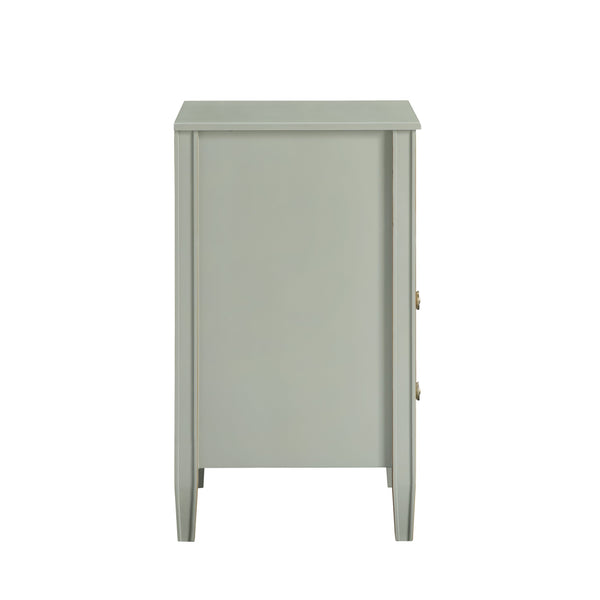 English Elm Winston 2-Drawer Storage Nightstand with Brushed Gold Knobs, Open Shelf, Fluted Legs, No Assembly Antique Grey B050P376956