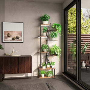 English Elm Plant Stand Indoor With Adjustable Grow Lights - 8-Tier S-Shaped Shelf For Stylish Space Saving Decor T3210P356965-GIGA