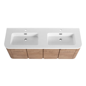 English Elm 60" Freestanding Double Sink Bathroom Vanity with Soft-close Doors and Three Drawers W999S00508